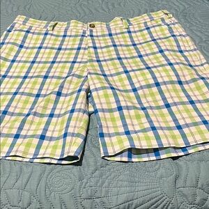 Classic Plaid Men's Shorts in Blue and Green